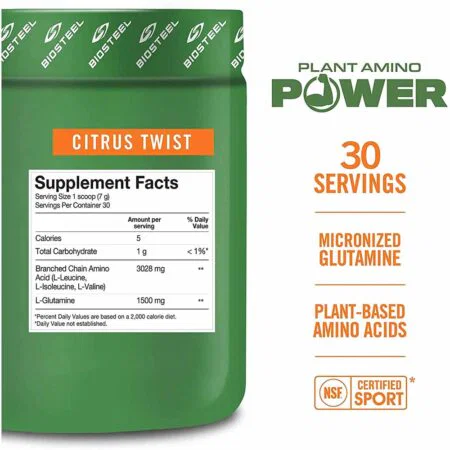 BIOSTEEL PLANT AMINO POWER BCAA+ / CITRUS TWIST - 210G 30 ΜΕΡΙΔΕΣBSPAPBCT BIOSTEEL - Image 2