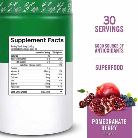 BIOSTEEL SPORT GREENS / ΜΟΥΡΟ ΡΟΔΙ - 306G 30 ΜΕΡΙΔΕΣBSSGPΒ30 BIOSTEEL - Image 2