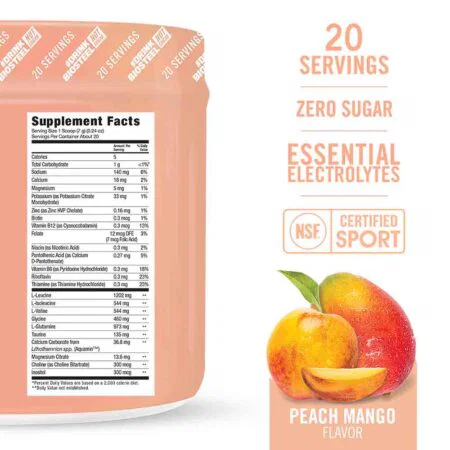 BIOSTEEL HYDRATION MIX / ΡΟΔΑΚΙΝΟ - ΜΑΝΓΚΟ - 20 ΜΕΡΙΔΕΣBSPEA20 BIOSTEEL - Image 2