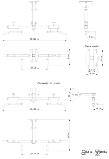 Μονόζυγο Τοίχου (με ρυθμιζόμενες λαβές) MARBO MS-D202 - Image 7