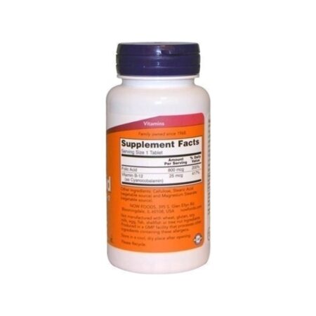 NOW FOODS FOLIC ACID 800MCG + B-12 25MCG 250 ΤΑΜΠΛΕΤΕΣNF0476 NOW FOODS - Image 2