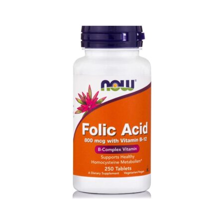 NOW FOODS FOLIC ACID 800MCG + B-12 25MCG 250 ΤΑΜΠΛΕΤΕΣNF0476 NOW FOODS - Image 1