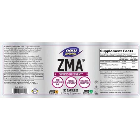 NOW FOODS SPORTS RECOVERY ZMA 800MG 90 ΚΑΨΟΥΛΕΣNF2200 NOW FOODS - Image 3
