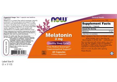 NOW FOODS MELATONIN 3MG ΣΥΜΠΛΗΡΩΜΑ ΓΙΑ ΤΟΝ ΥΠΝΟ 90 ΚΑΨΟΥΛΕΣNF3255 NOW FOODS - Image 2